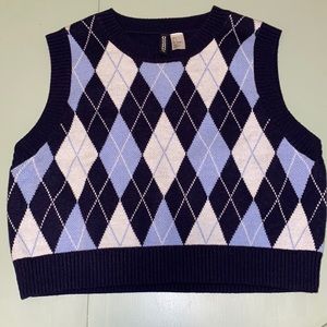 Blue H&M cropped knit sweater vest